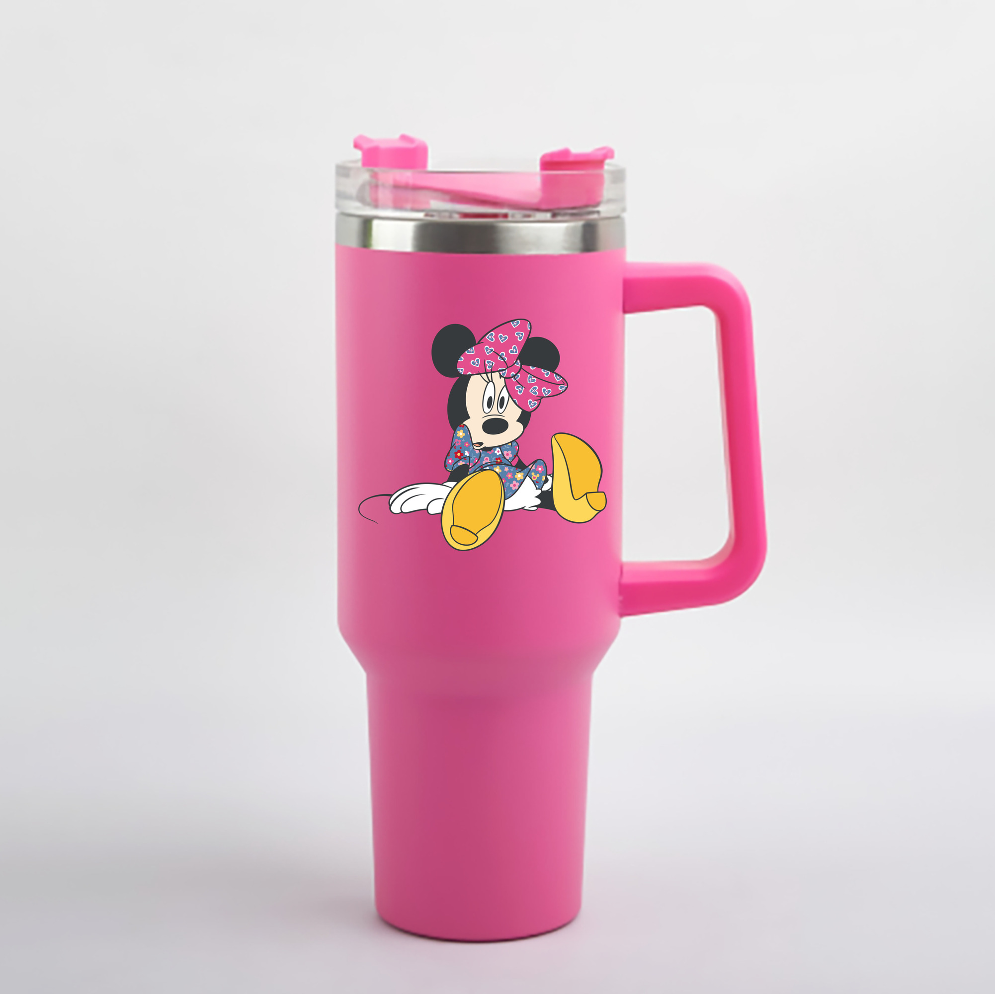 （画像用） ミッキーマウス Mickey Mouse 1200mL車用タンブラー - クリスタルステッカー（プラスチックストロー付き）
